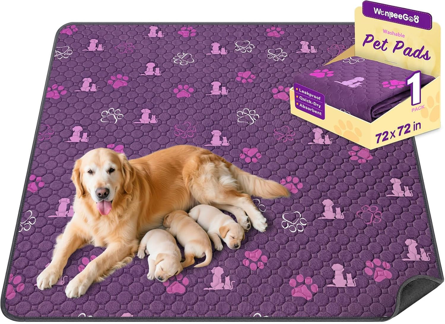 Washable Pee Pads for Dogs, Waterproof, 18 X 24 In, 4 Pack, Gray | Super Absorbent, Waterproof and Non-Slip; Washable, Reusable Dog Pads for Crates, Playpens, Floors, Furniture and Travel