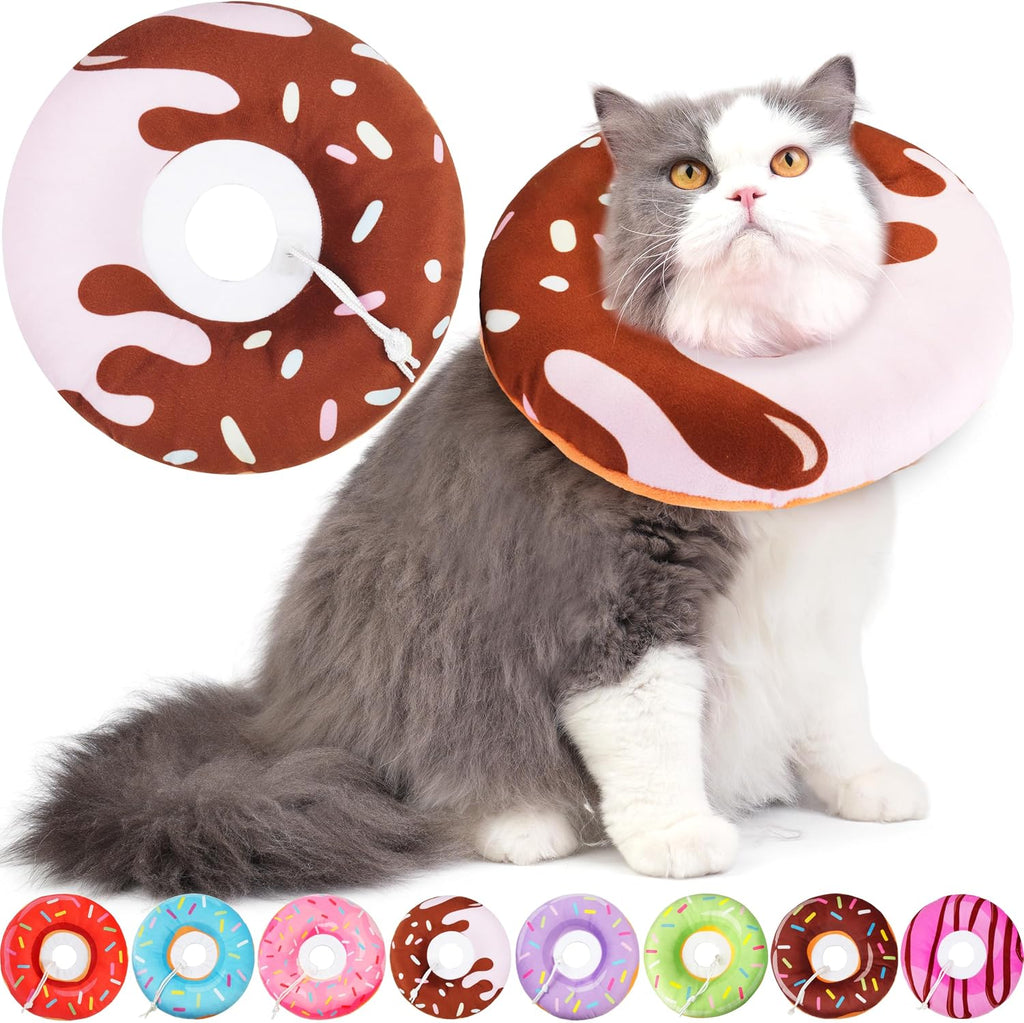 Cat Cone Collar Soft, Cat Recovery Collar for Wound Healing Cute Donut Adjustable Kitten Cones to Stop Licking Comfortable Lightweight Neck Elizabethan Collars for Kittens after Surgery