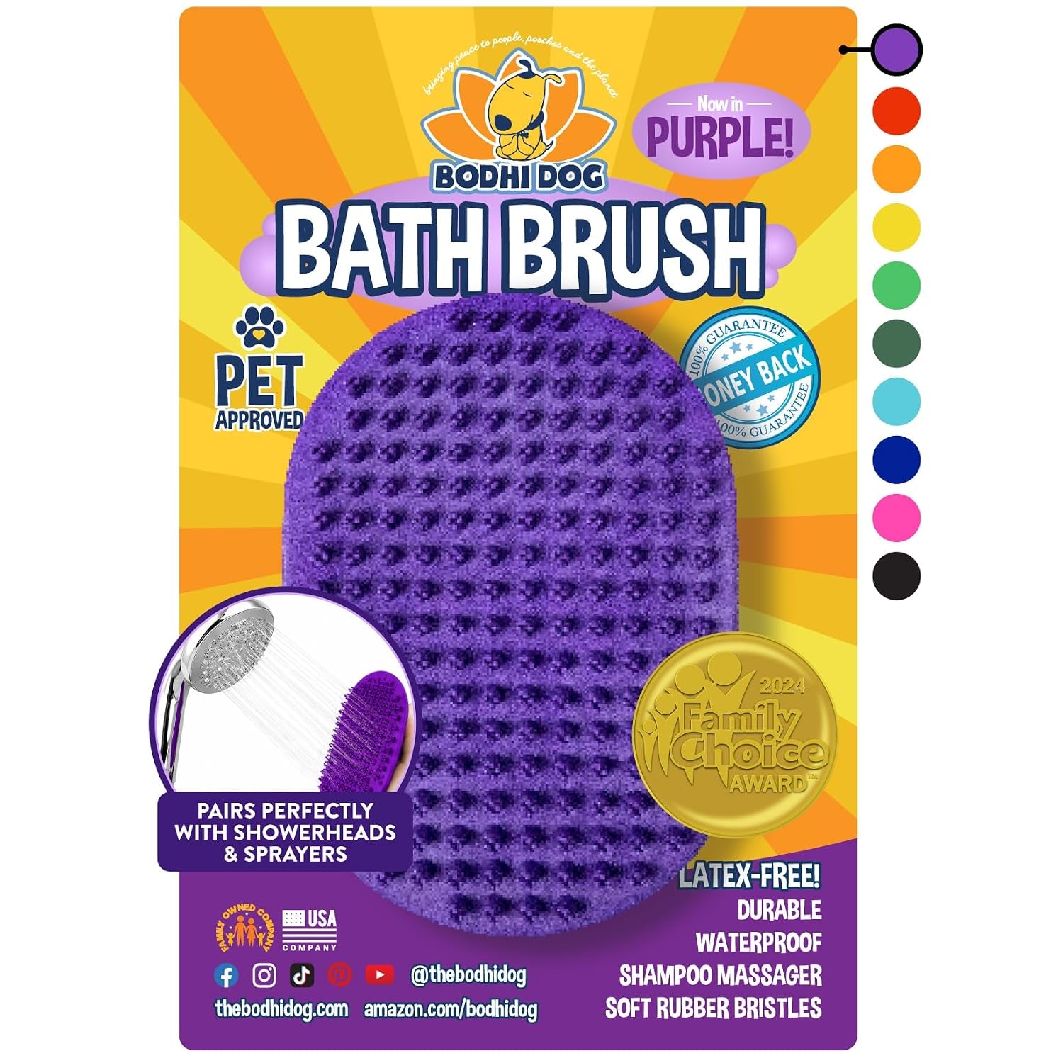 Shampoo Brush - Pet Grooming & Bath Supplies for Dogs and Cats - Bath Brush for Long & Short Hair - Premium Scrubber for Shower, Showerhead, Sprayer & Bathing (One Pack, Blue)