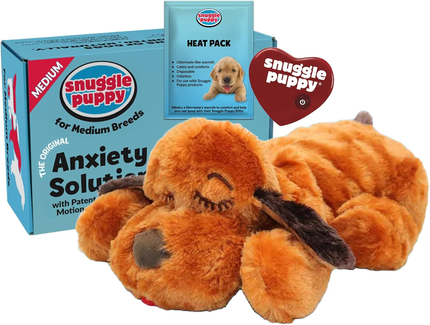 Snuggle Puppy Heartbeat Dog Toy for Puppies, Real-Feel Heartbeat, Calming Sleep Aid and Crate Training Comfort Toy with Heat Pack, Cream Plush Design
