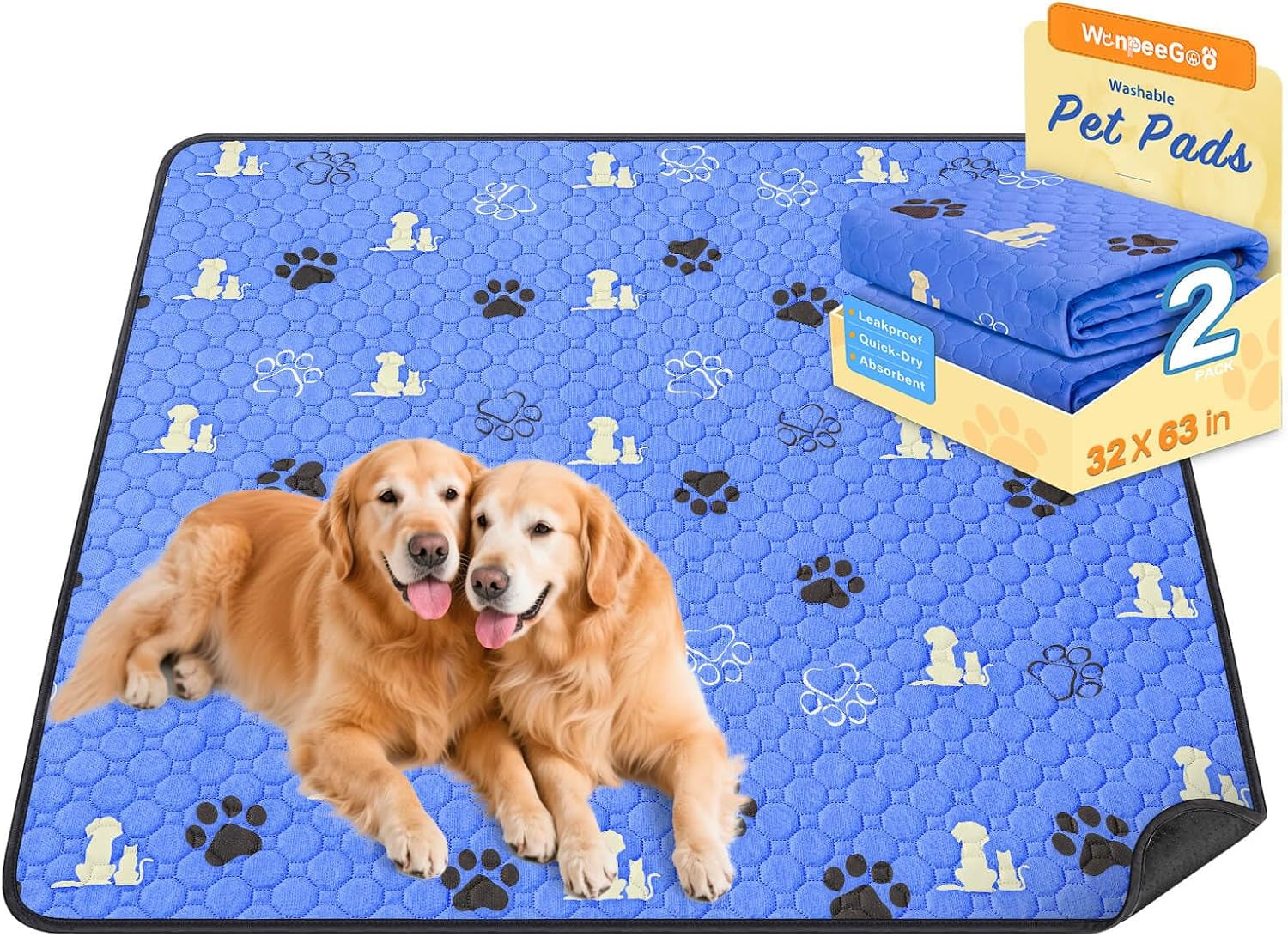 Washable Pee Pads for Dogs, Waterproof, 18 X 24 In, 4 Pack, Gray | Super Absorbent, Waterproof and Non-Slip; Washable, Reusable Dog Pads for Crates, Playpens, Floors, Furniture and Travel
